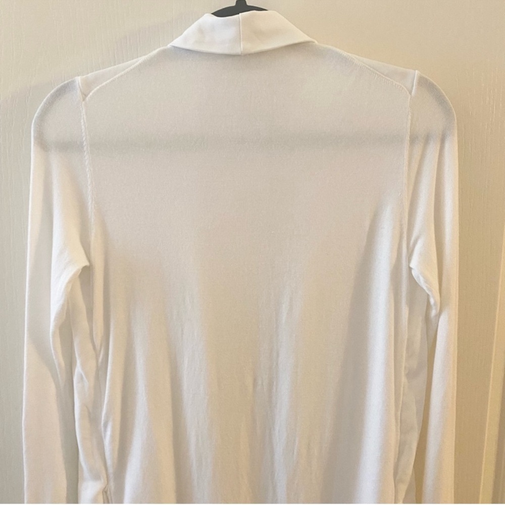 TED BAKER Sonia White Wrap Longline Open Woven Front Cardigan - US 4 - Picture 9 of 15